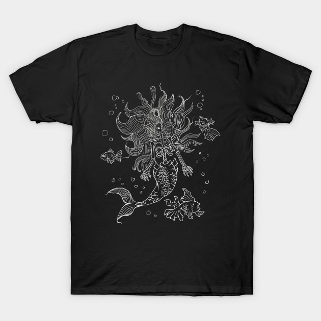 Skeleton Mermaid Goth Punk Tee T-Shirt by LunaElizabeth